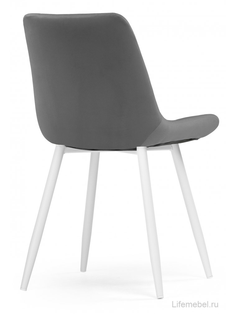 Стул на металлокаркасе Челси К серый велюр (velutto 32) / белый