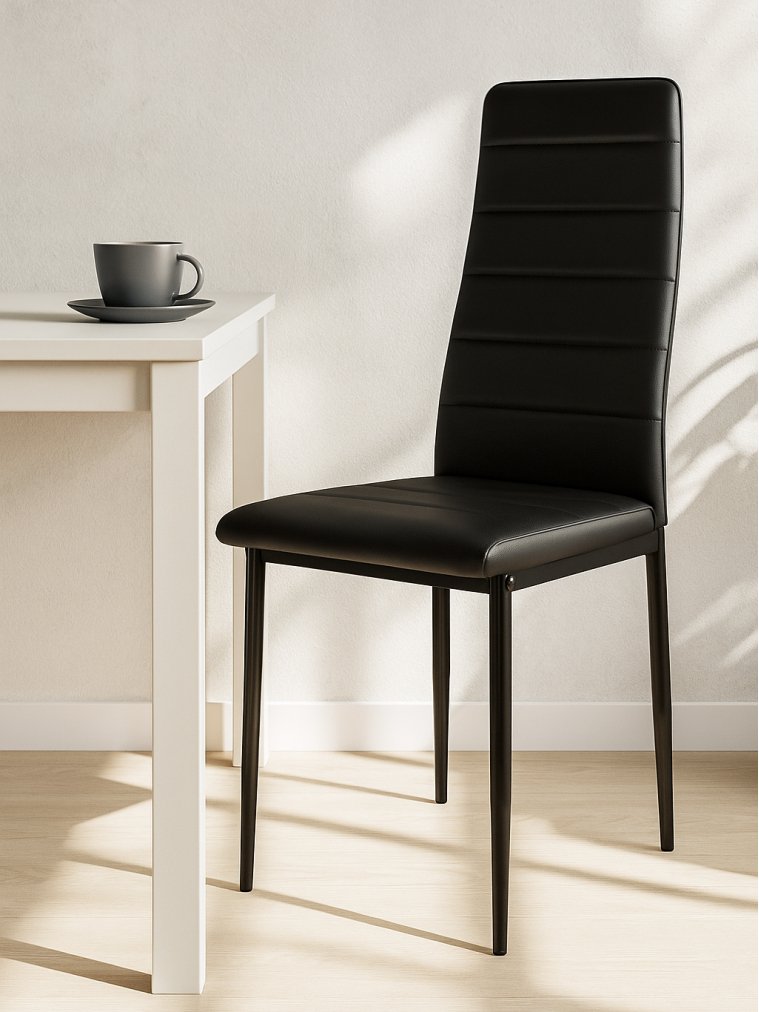 Стул на металлокаркасе DC2-001 искусственная кожа черный / черный