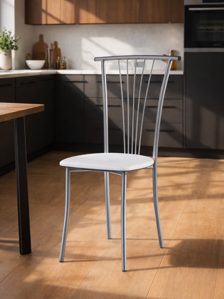 Стул на металлокаркасе Grigori белый полимер / светлый мусс