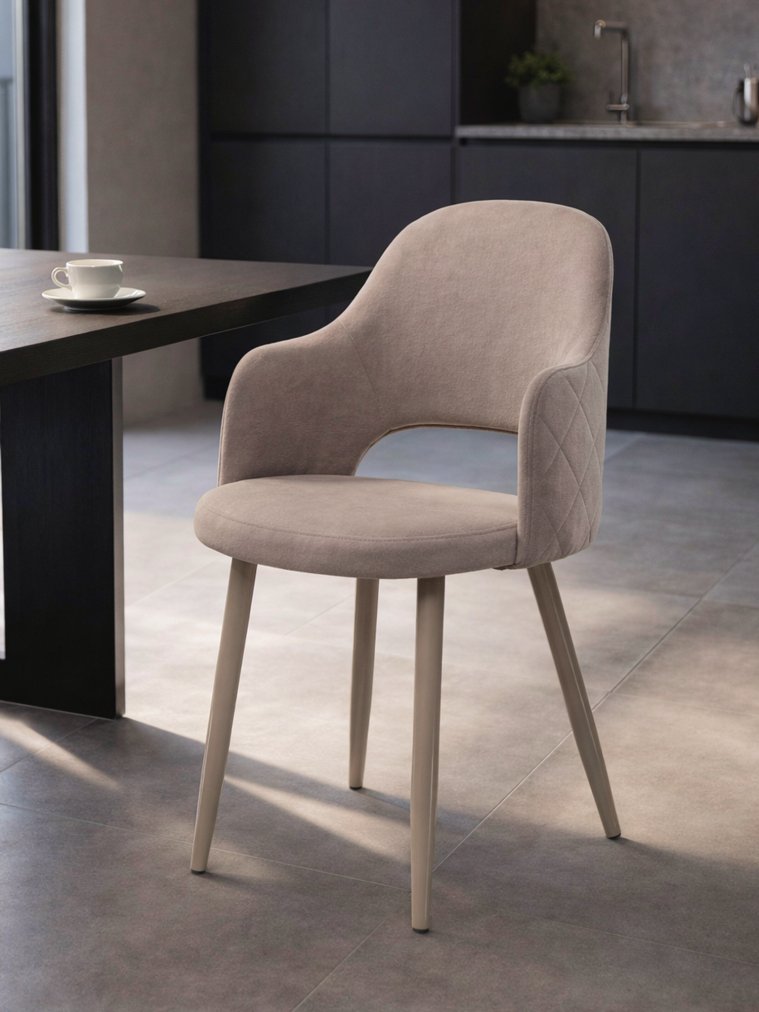 Стул на металлокаркасе Гутрид ромбы сзади капучино