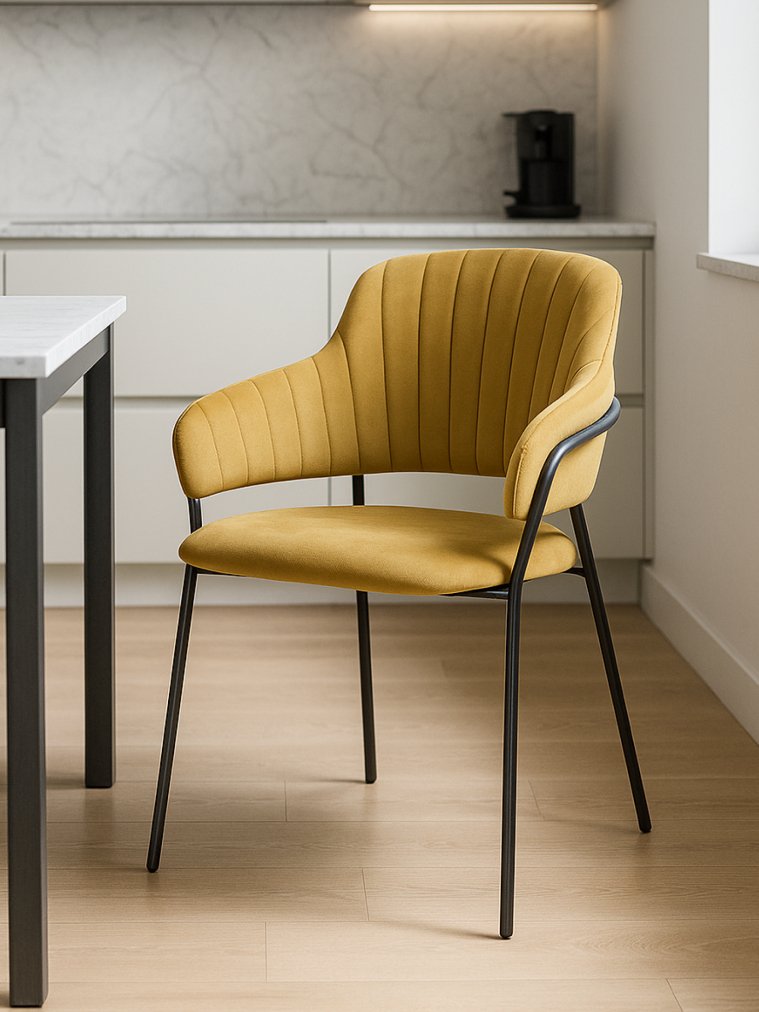 Стул на металлокаркасе Инклес желтый / черный глянец