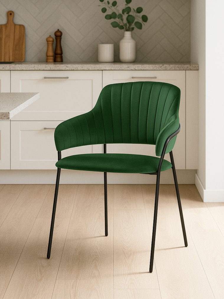 Стул на металлокаркасе Инклес темно-зеленый / черный глянец