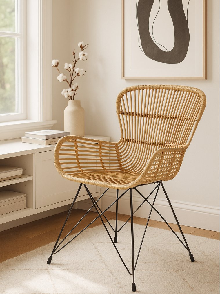 Стул на металлокаркасе K335 ротанг натуральный / черный