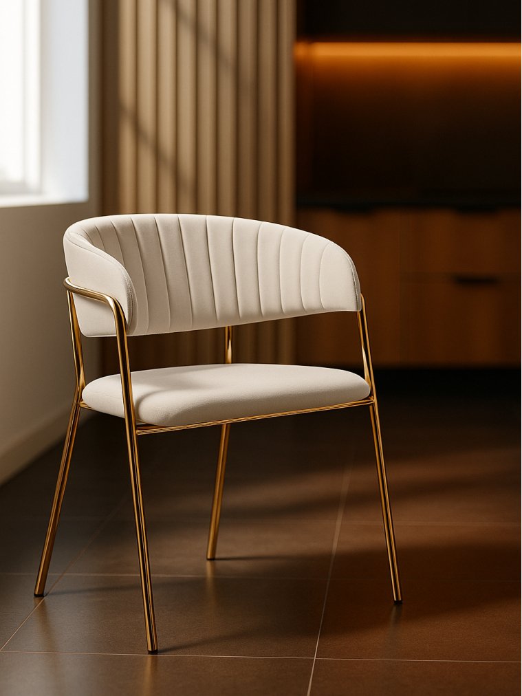 Стул на металлокаркасе Kamelia бежевый / золотой