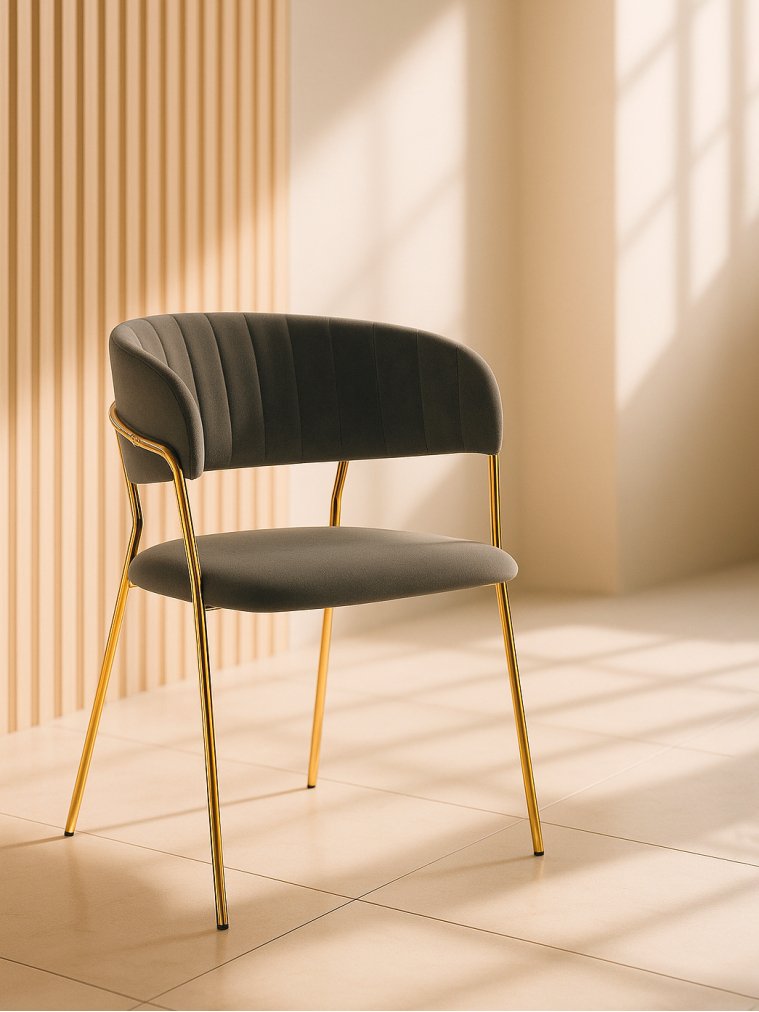 Стул на металлокаркасе Kamelia темно-серый / золотой