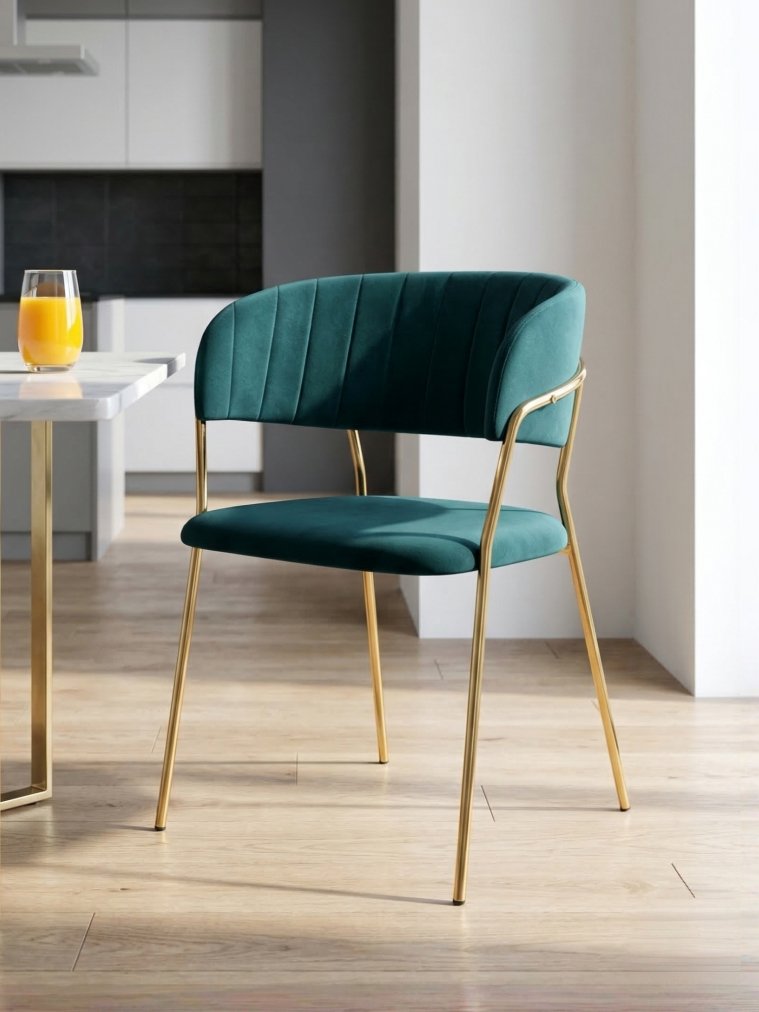 Стул на металлокаркасе Kamelia зеленый / золото