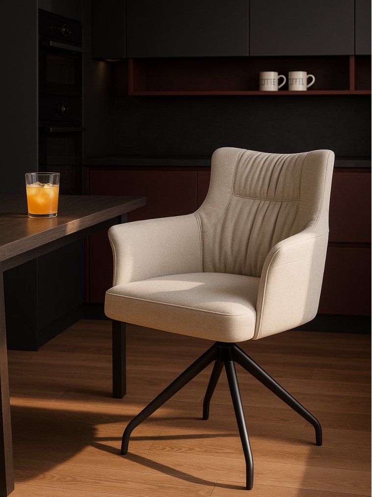 Стул на металлокаркасе Kaser 360 крутящийся ivory / black