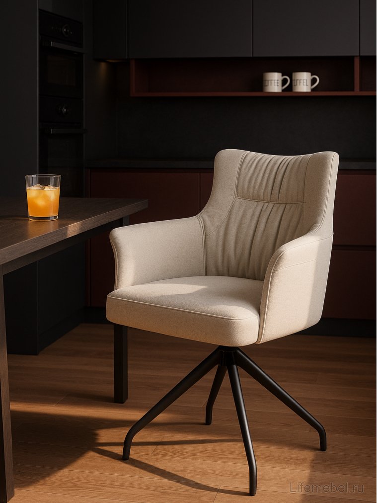 Стул на металлокаркасе Kaser 360 крутящийся ivory / black