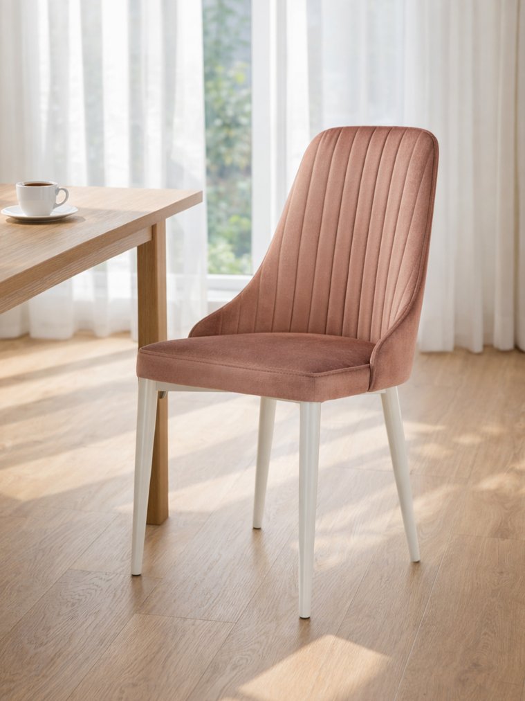 Стул на металлокаркасе Kora dark pink / white