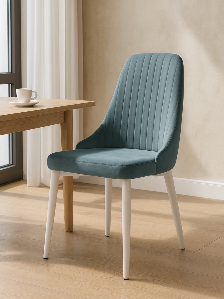 Стул на металлокаркасе Kora light blue / white