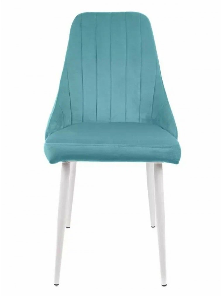 Стул на металлокаркасе Милан аквамарин / белые ножки