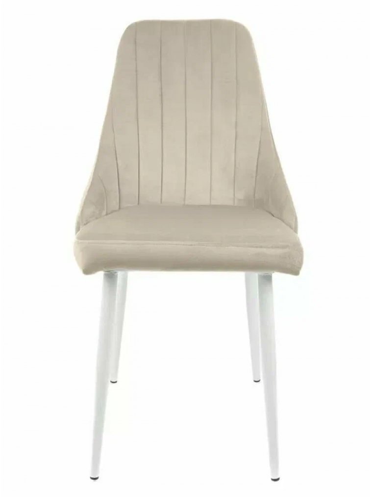 Стул на металлокаркасе Милан бежевый / белые ножки
