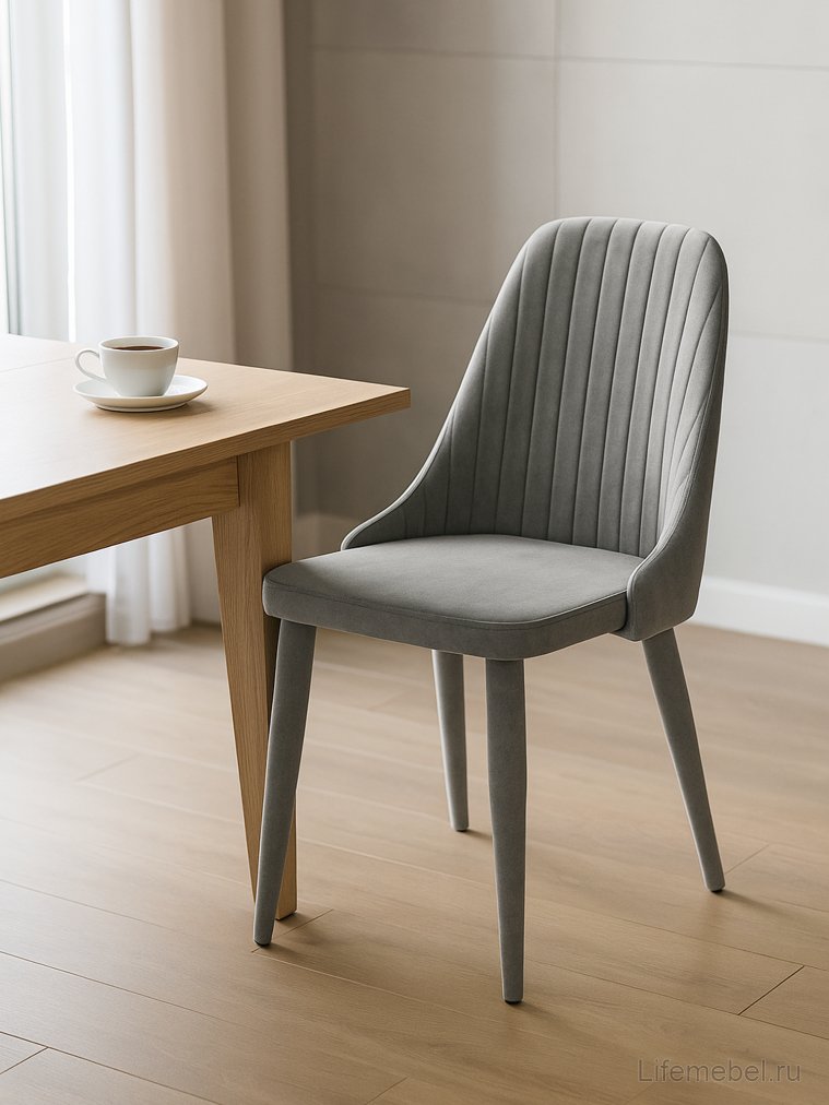 Стул на металлокаркасе Морос с чехлом микровелюр катания сильвер