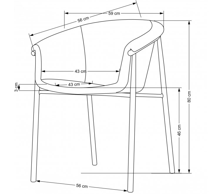 Стул на металлокаркасе Ниб серый