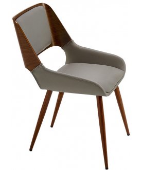 Стул дизайнерский Рене серый pu047 / орех / металл