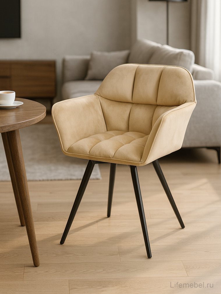 Кресло Ямес крутящееся бежевый / черный глянец