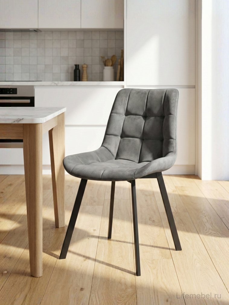 Стулья на металлокаркасе Челси 360 светло-серый (ZD 960) / черный