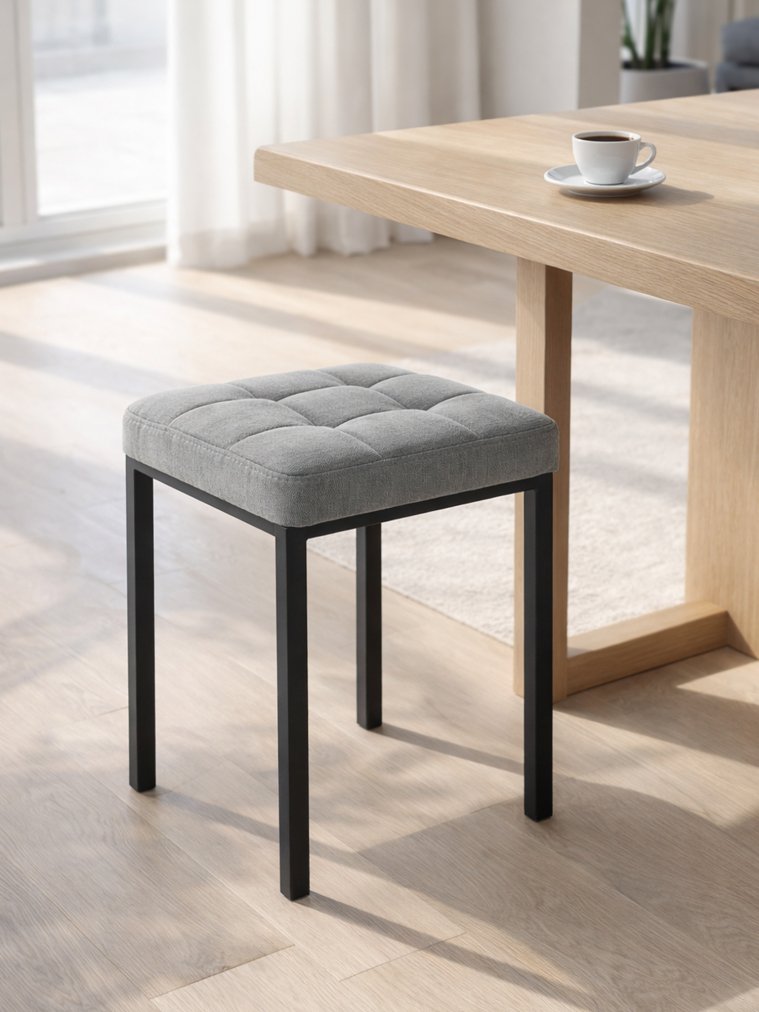 Табурет Байя микровелюр катания сильвер / черный