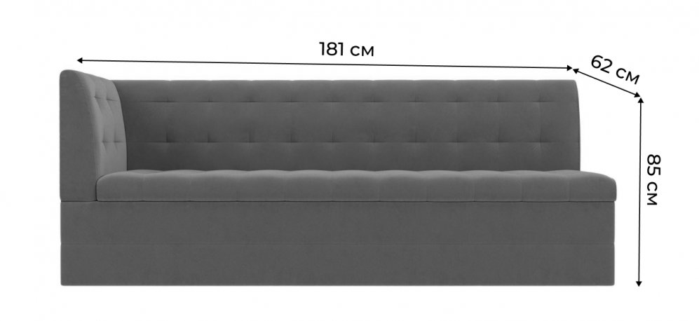 Кухонный диван Гарнет левый бирюзовый велюр