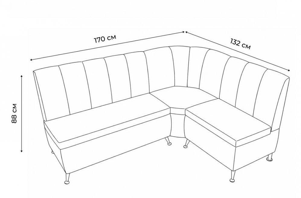 Кухонный диван Рубин правый черный велюр