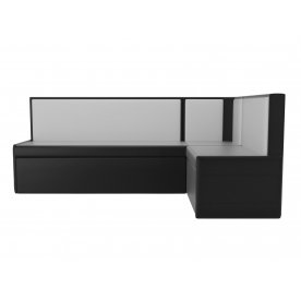 Кухонный диван Кристина угловой экокожа черно-белый правый