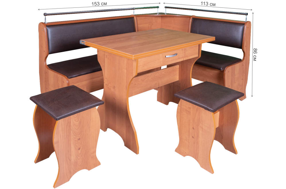 Кухонный уголок Елена-5 ольха / кожзам коричневый