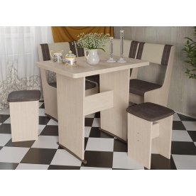 Кухонный уголок Челси мини Т1 дуб белфорт / лен коричневый / лен бежевый