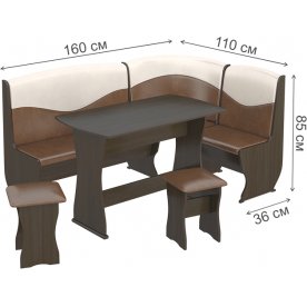 Кухонный уголок Уют-2 Люкс МФ-101.001 венге / кожзам / санчо / коричневый