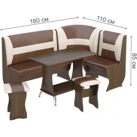 Кухонный уголок Уют-3 Люкс МФ-101.002 венге / кожзам / санчо / коричневый