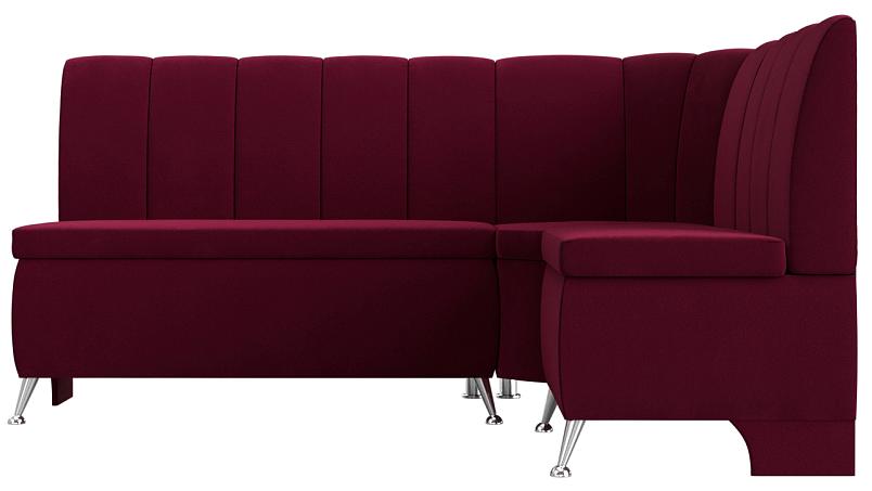 Кухонный диван Кантри правый бордовый микровельвет
