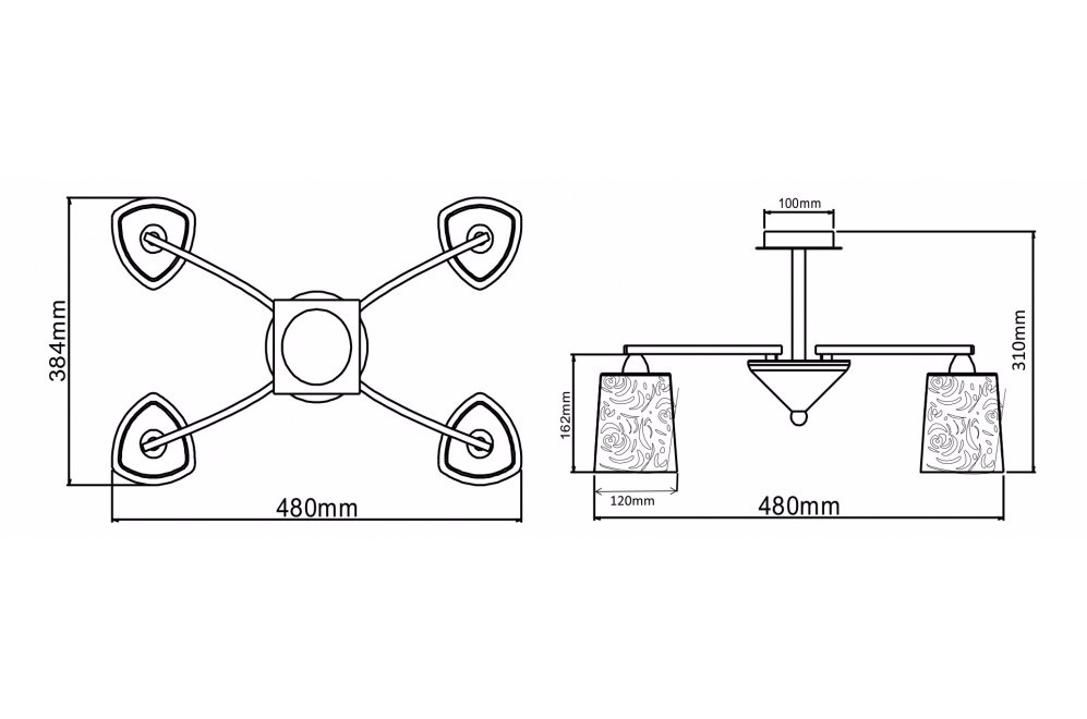 Люстра на штанге Eurosize 5 TOC005-04-N
