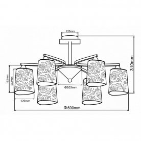 Люстра на штанге Eurosize 5 TOC005-06-N