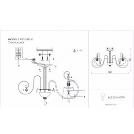 Люстра Simone FR2020-CL-06-BG