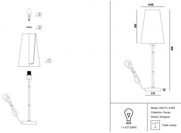 Настольная лампа Zaragoza H001TL-01BS