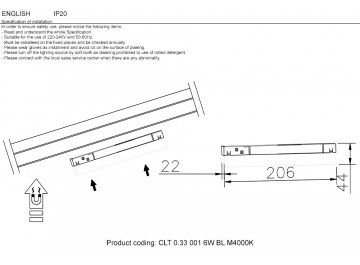 Магнитный трековый светильник CLT 0.33 001 6W BL M3000K