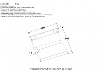 Магнитный трековый светильник CLT 0.33 002 12W BL M3000K
