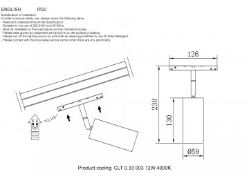 Магнитный трековый светильник CLT 0.33 003 12W WH 4000K