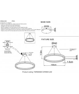 Подвесной светильник FERNANDO SP88W LED BLACK/GOLD