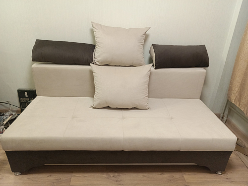 Диван Ник-2 рогожка бежевый / коричневый фото покупателя 2