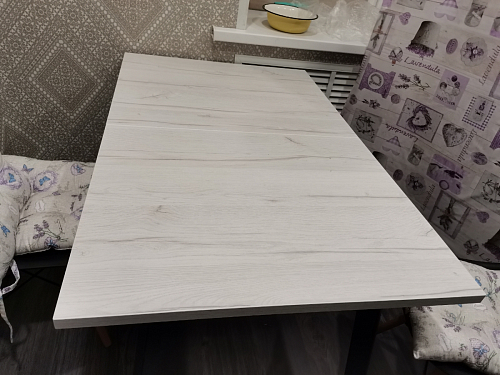 Деревянный стол Колон Лофт 120(160) х 75 черный матовый / бетон фото покупателя 19