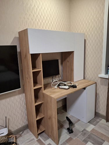 Письменный стол Комфорт 12.71 дуб золотой craft / белая аляска фото покупателя 39
