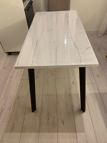 Деревянный стол Барон О 160 х 90 белая пленка шагрень / черный фото покупателя 69