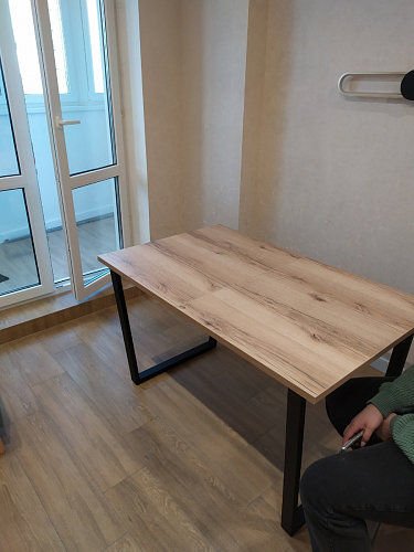 Деревянный стол Лота Лофт 120х75 белый матовый / дуб крафт золотой фото покупателя 478