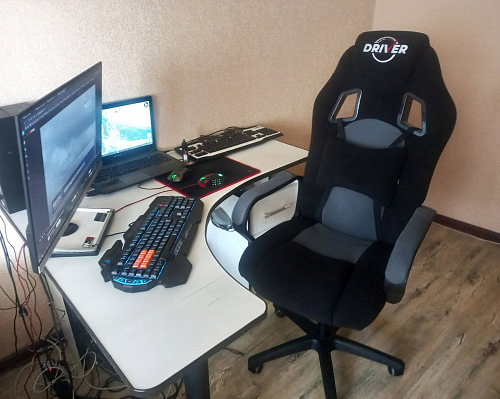 Компьютерное кресло Driver/Драйвер кожзам черный / ткань черный фото покупателя 2