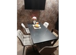 Керамический стол Вилли 140 (200) х 80 белый мрамор alpin white / snow white / белый фото покупателя 53