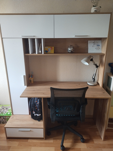 Письменный стол Лайт 03.243 дуб золотой (craft) / белый премиум фото покупателя 185