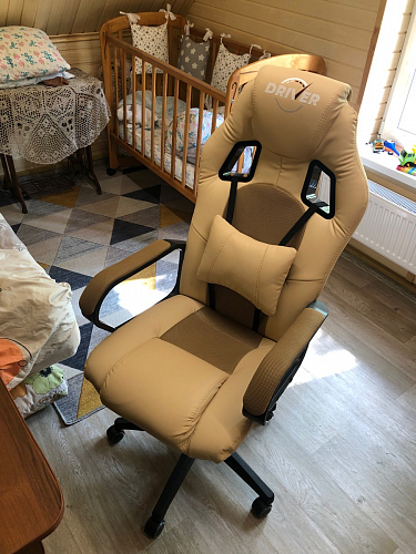 Компьютерное кресло Driver/Драйвер кожзам черный / ткань черный фото покупателя 56