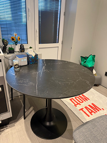 Стол Тулип 90х73 белый мрамор / золото фото покупателя 113