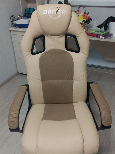 Компьютерное кресло Driver/Драйвер кожзам черный / ткань синий фото покупателя 53