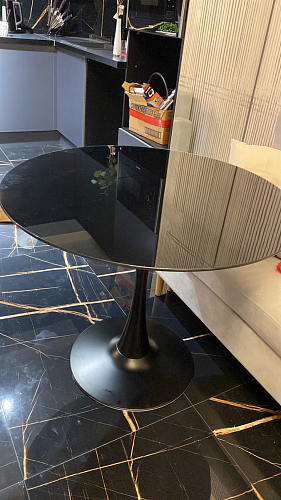 Стеклянный стол Tulip 90 black glass фото покупателя 12